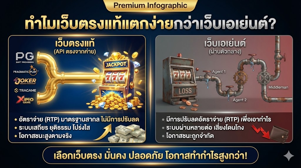 ทำไมเว็บตรงแท้ถึงเล่นแล้วแตกง่ายกว่าเว็บเอเย่นต์