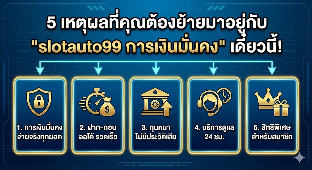 5 เหตุผลที่คุณต้องย้ายมาอยู่กับ slotauto99 การเงินมั่นคง เดี๋ยวนี้
