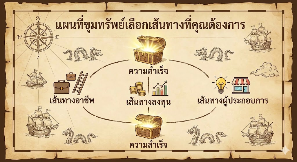 แผนที่ขุมทรัพย์เลือกเส้นทางที่คุณต้องการ