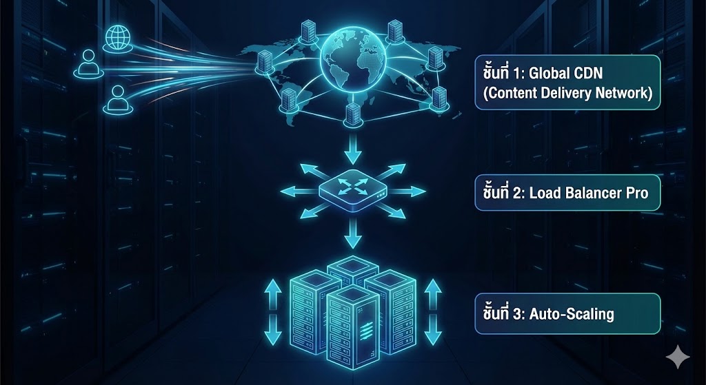 โครงสร้าง Cloud Server 3 ชั้น